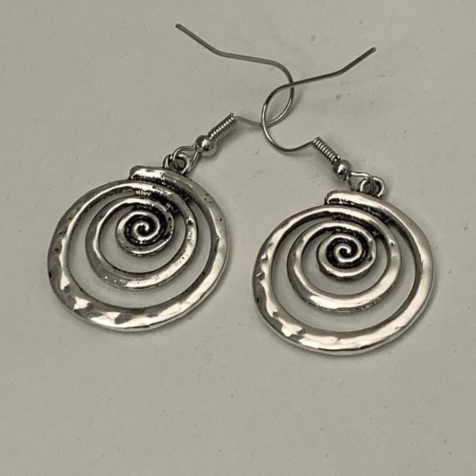 large spiral silver earrings