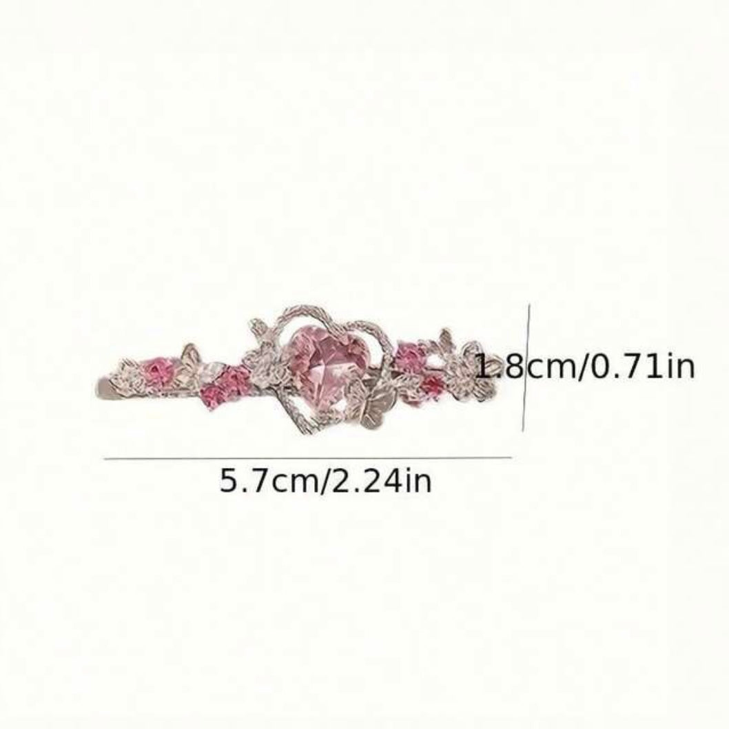 y2k pink heart hair pin