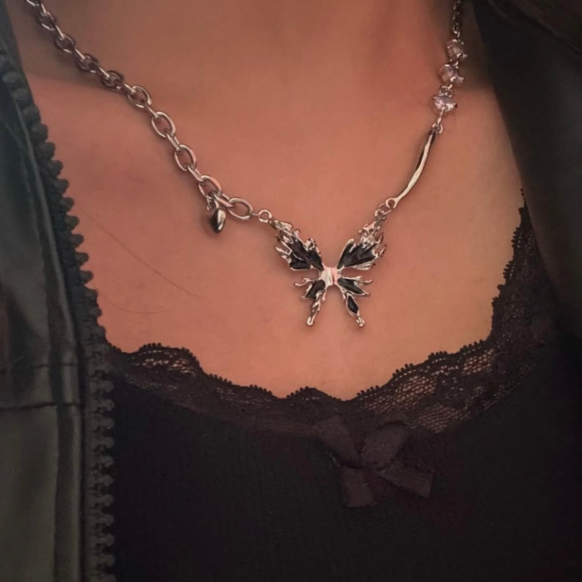 black butterfly necklace