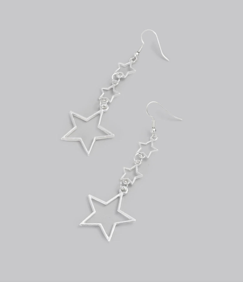 multi hollow star earrings