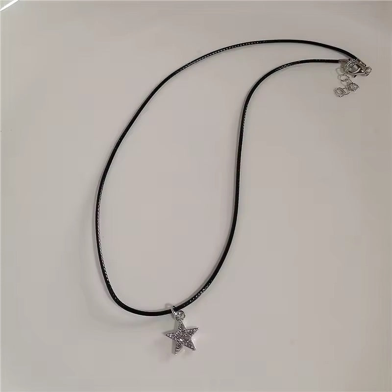 kpop black star bead necklaces