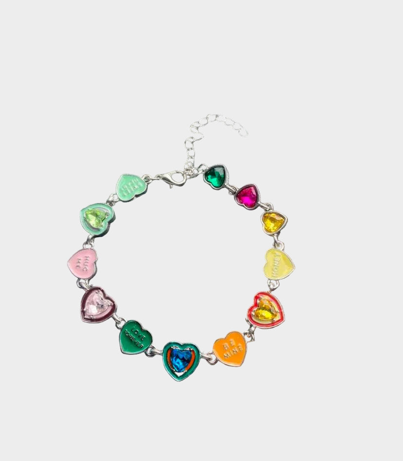 colorful heart charm bracelet