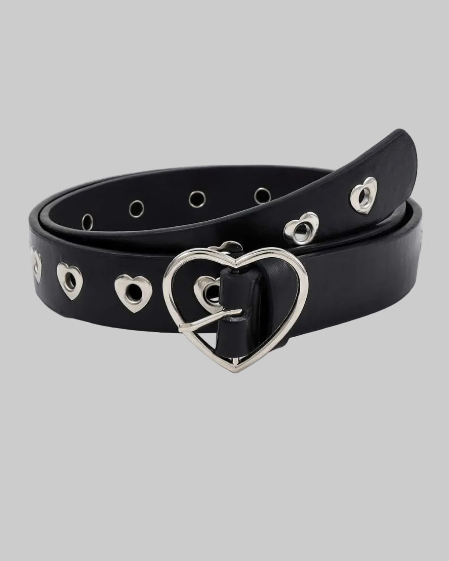 heart buckle black belt