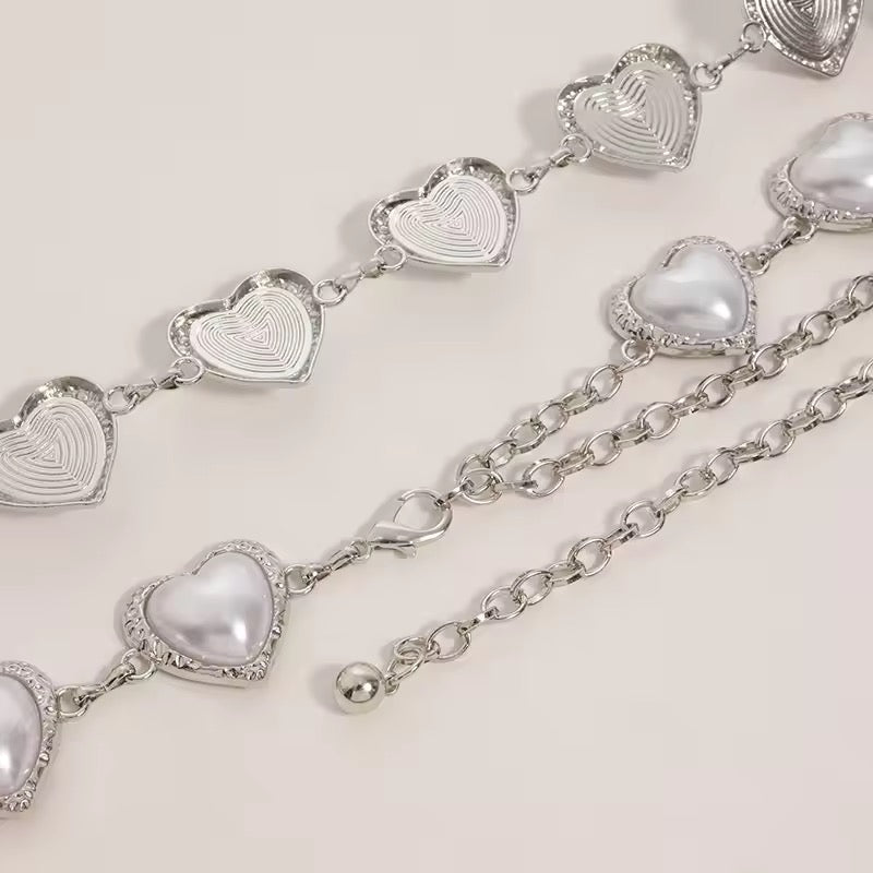 silver heart waist chain