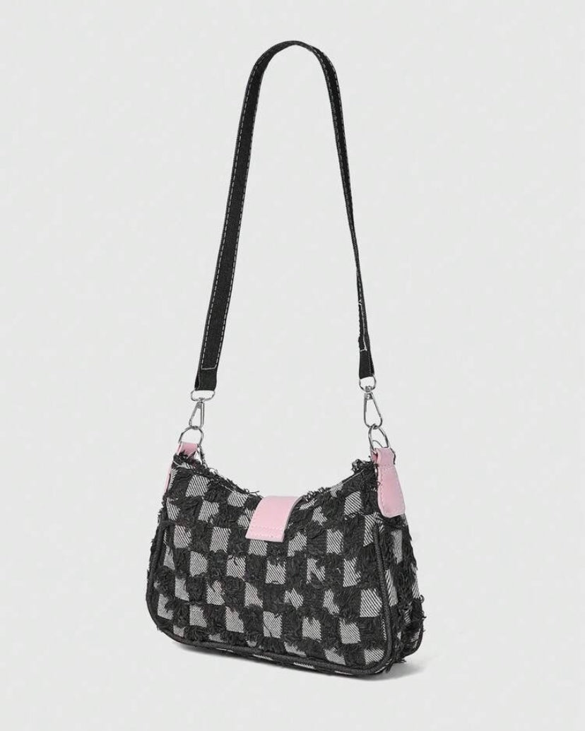 punk check pink star bag