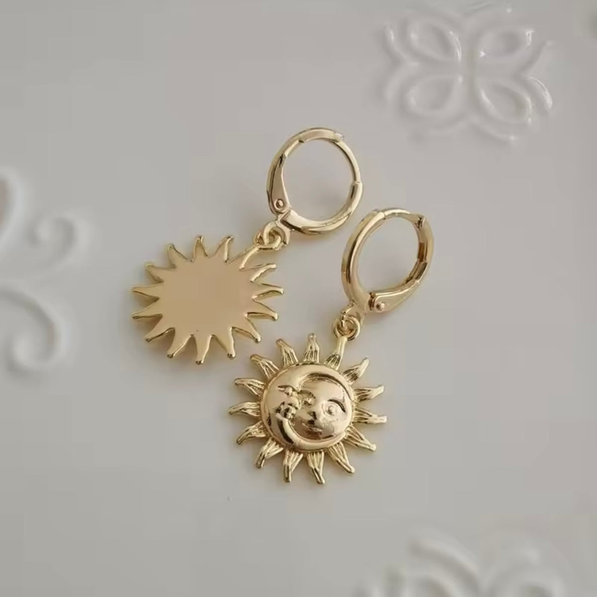 gold sun earrings