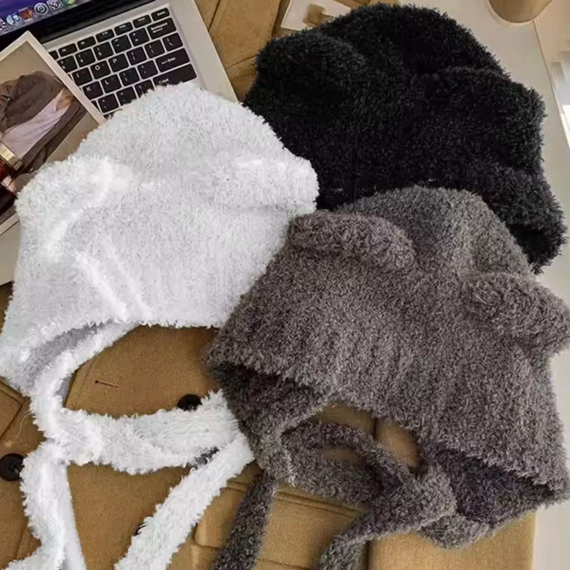 plush cat ear beanie
