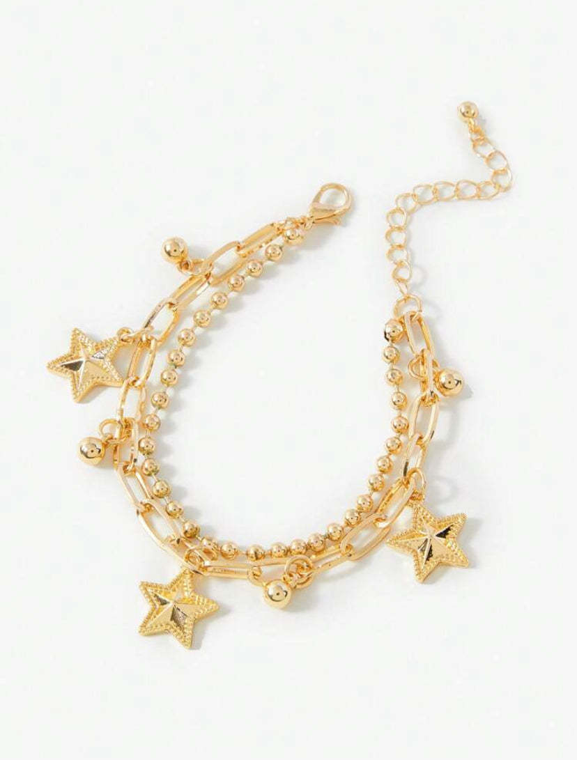 multi layered gold star bracelet