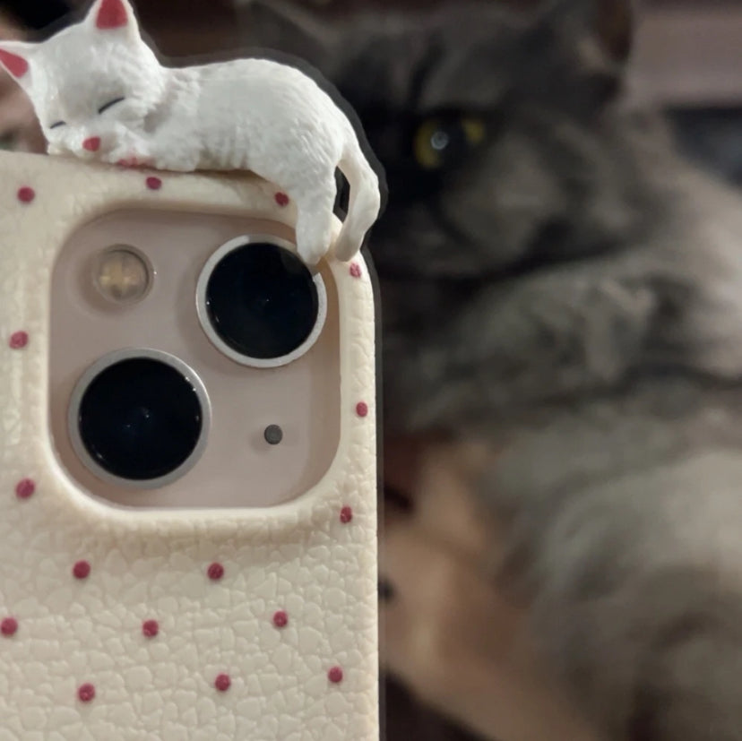 3d cat polka dot phone case