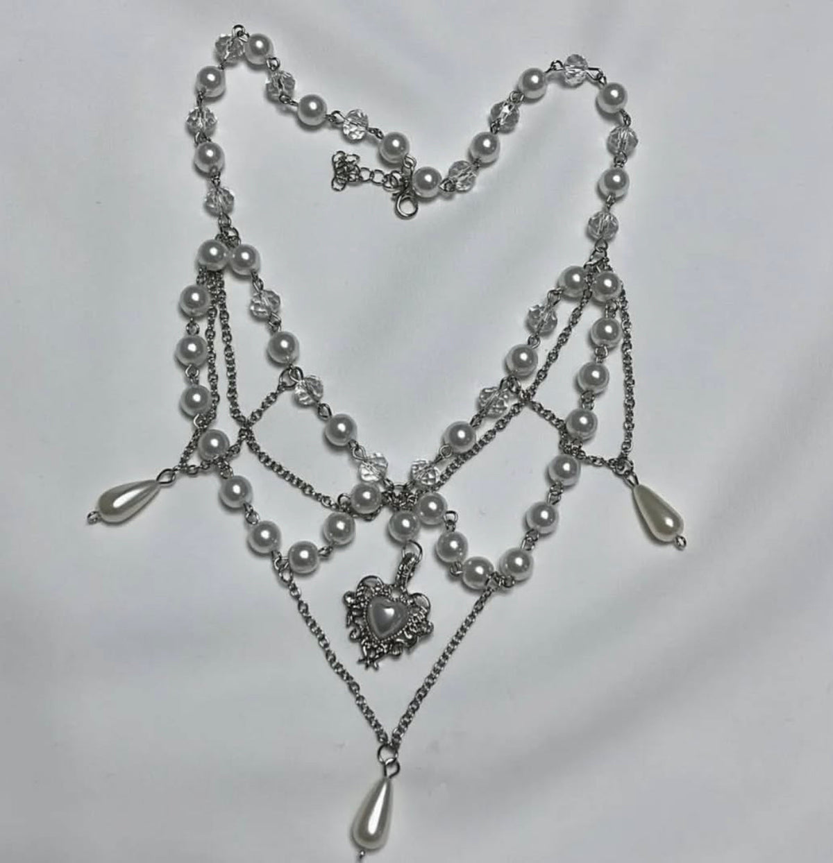 pearls and heart necklace