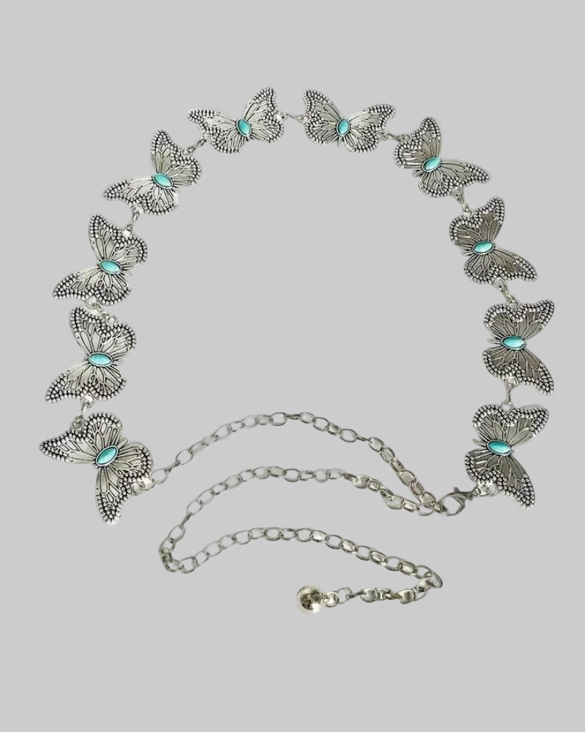 butterfly silver waist chain