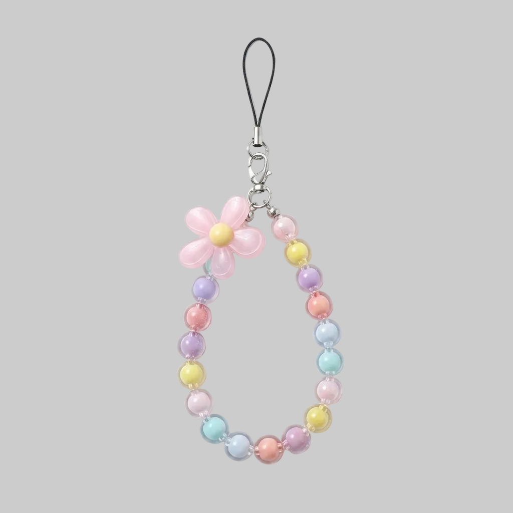 beaded flower phone charm