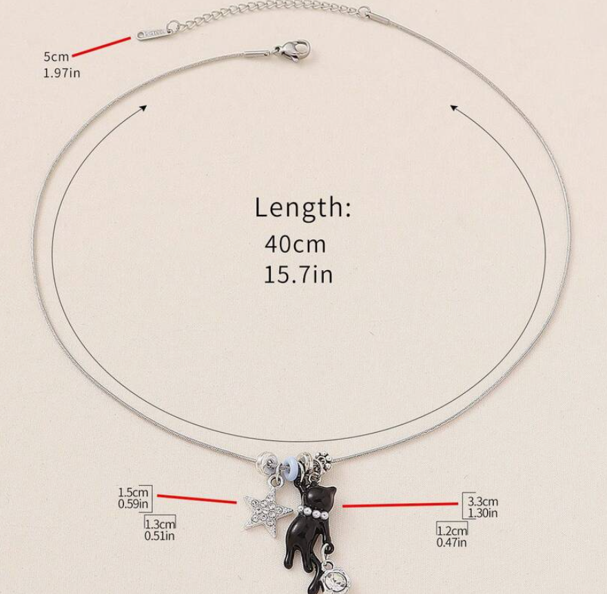 hanging cat charm necklace