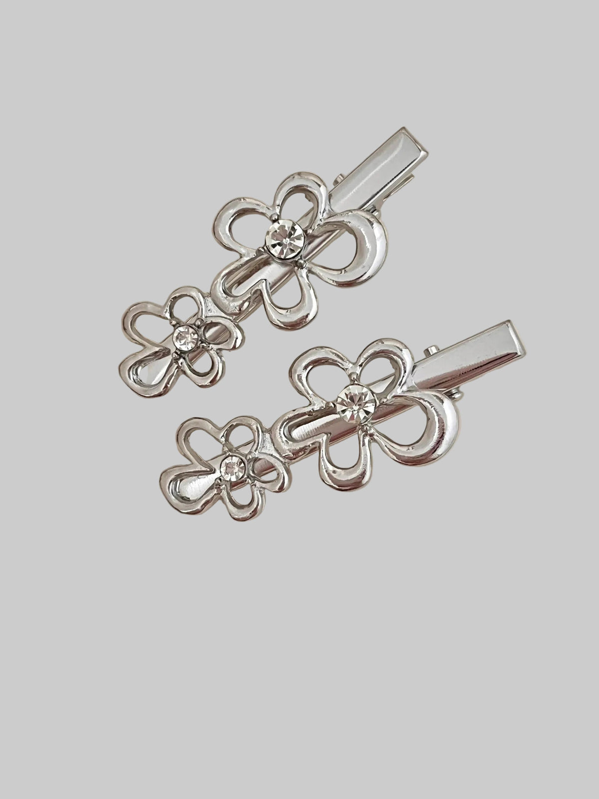 silver flower hair pin