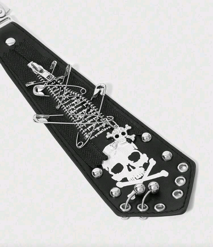grunge skull choker tie
