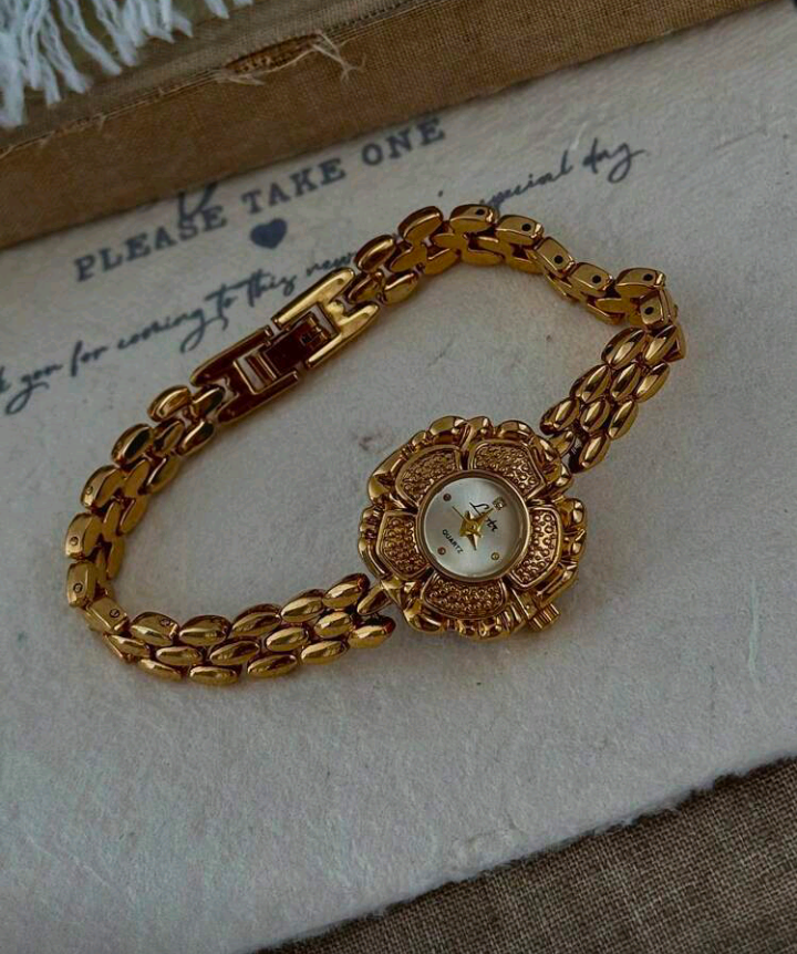luxury flower golden watch (1pc)