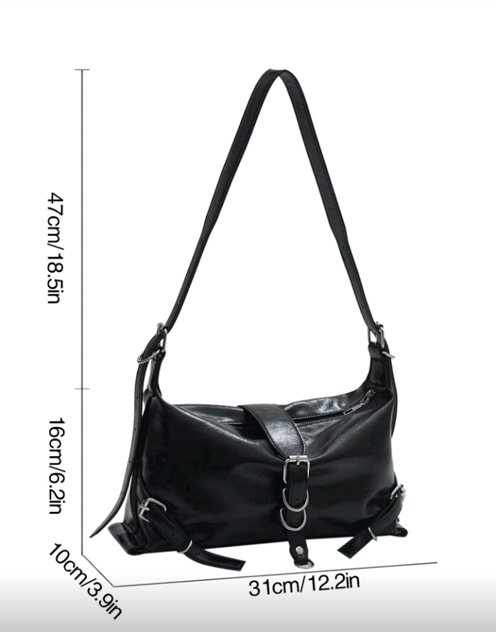 retro minimalist buckle bag in black