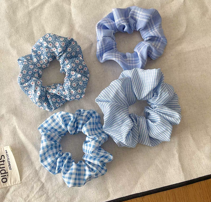 blue scrunchies (set of random 4)