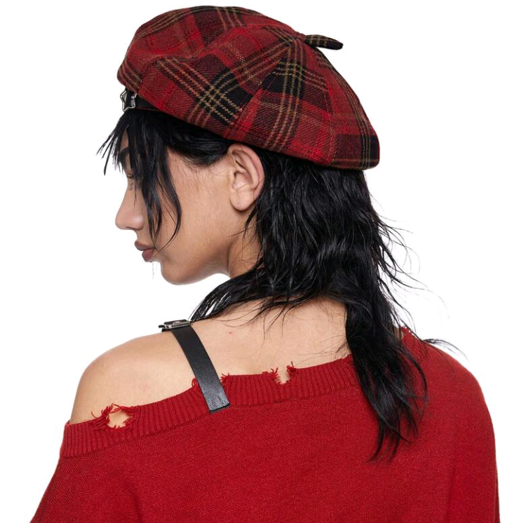 red plaid hat