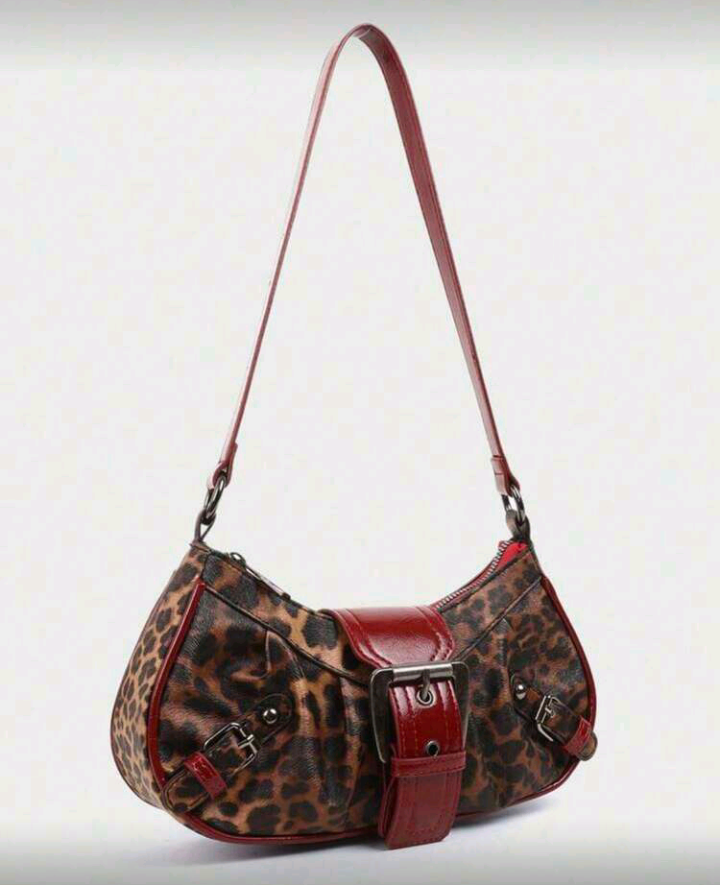 burgundy leopard print bag