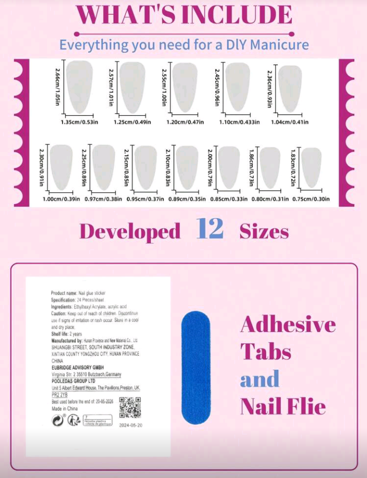 blue flowers press on nails