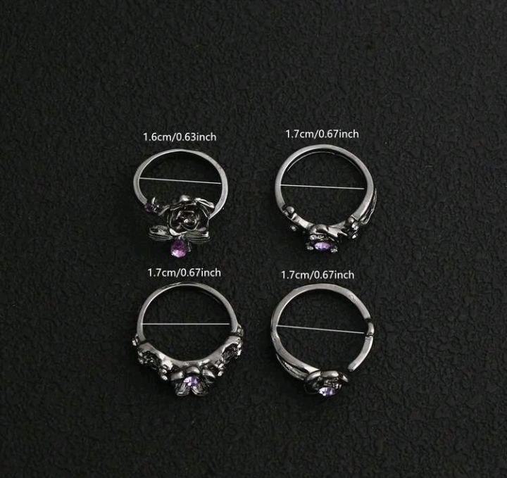 black floral rings set