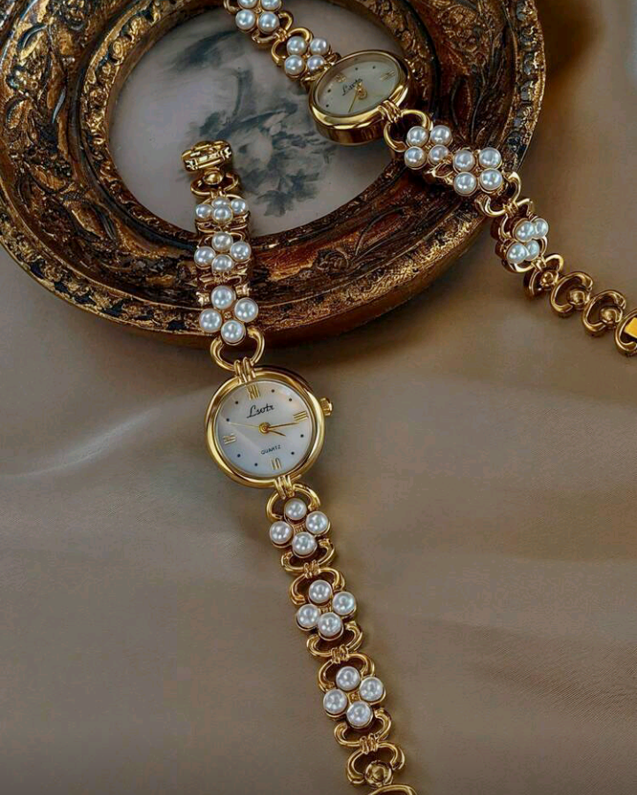 luxury pearl strap watch (1 pc)