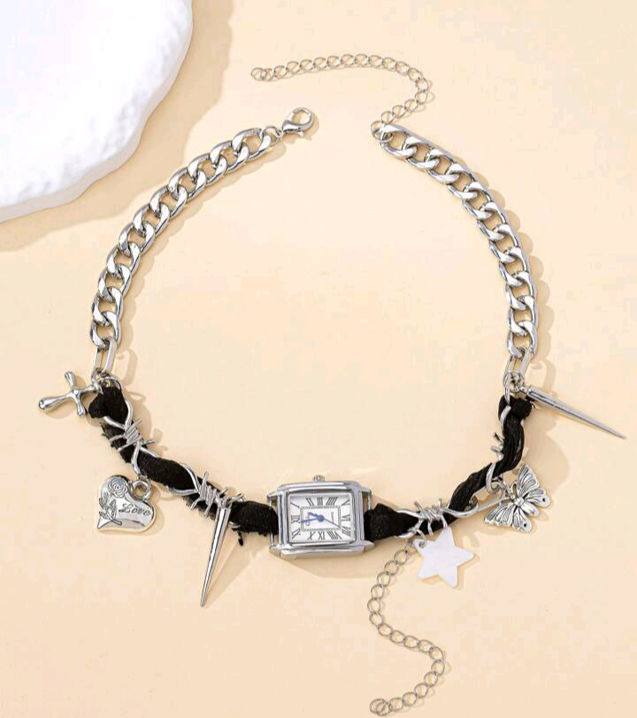 clock necklace