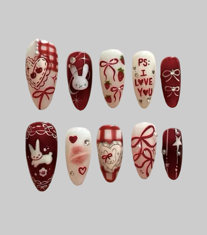 velvet valentines nails