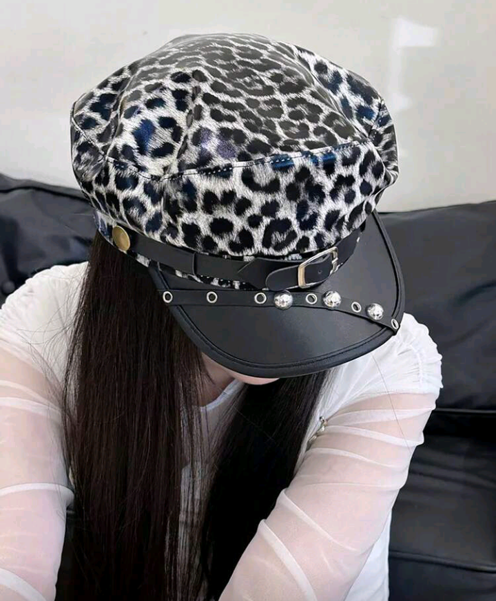 leopard print rivet hat