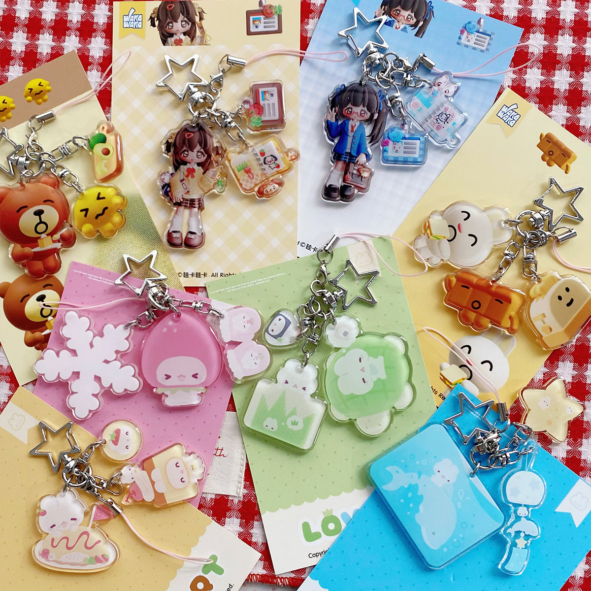 pink acrylic cartoon keychain / phone charm
