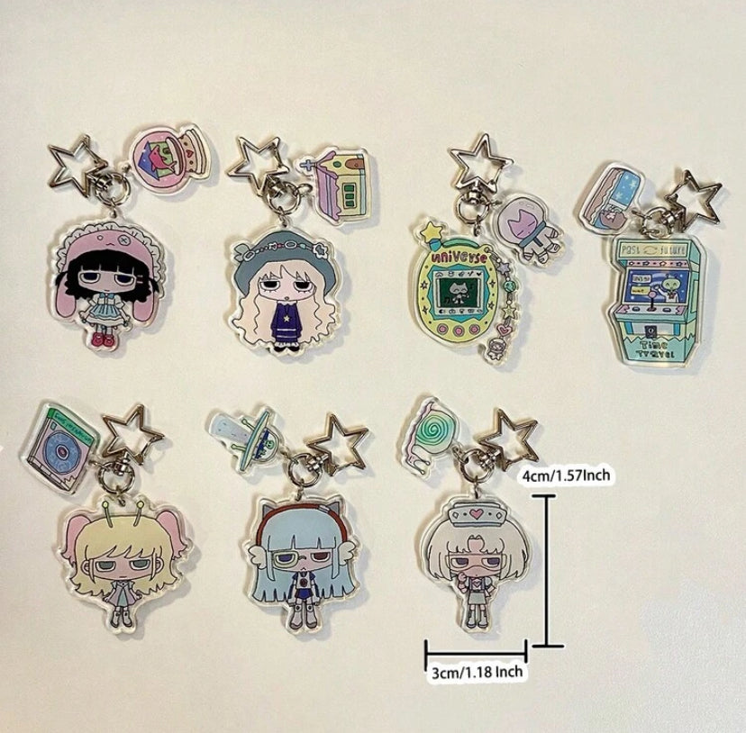 cartoon girl arcylic keychains