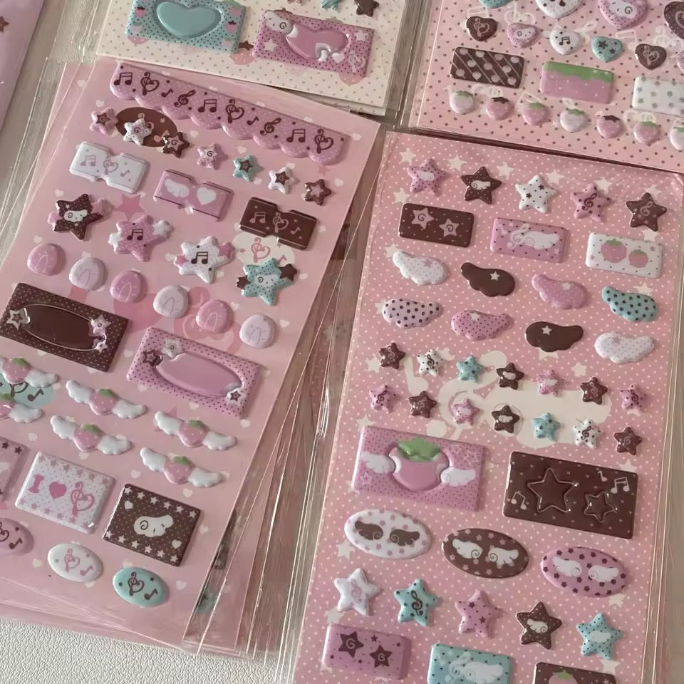 pink | brown aesthetic puffy stickers
