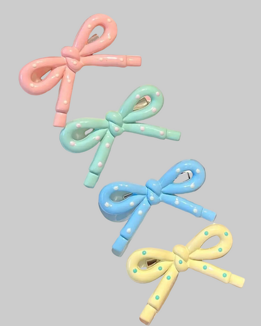 pastel bow hair pins set