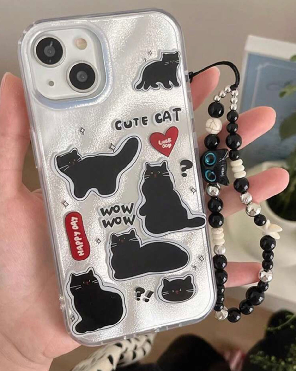 cute cat case + phone charm