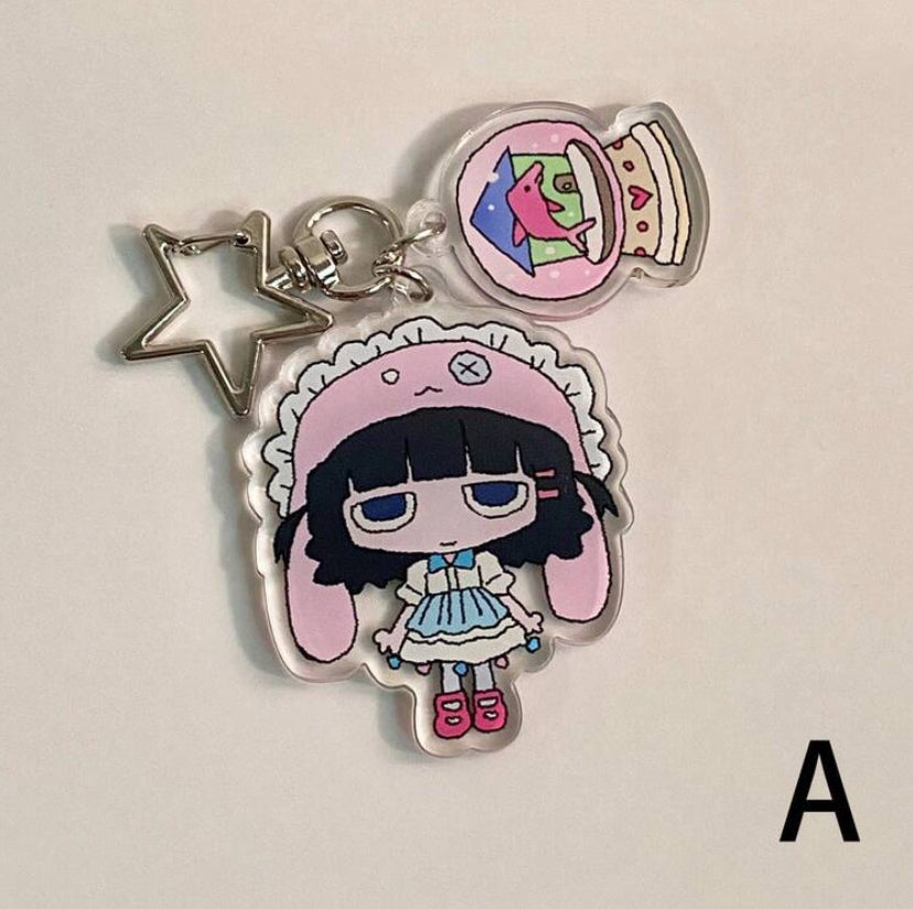 cartoon girl arcylic keychains
