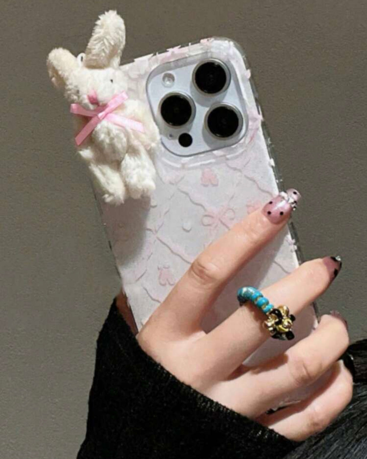 bow rabbit white phone case