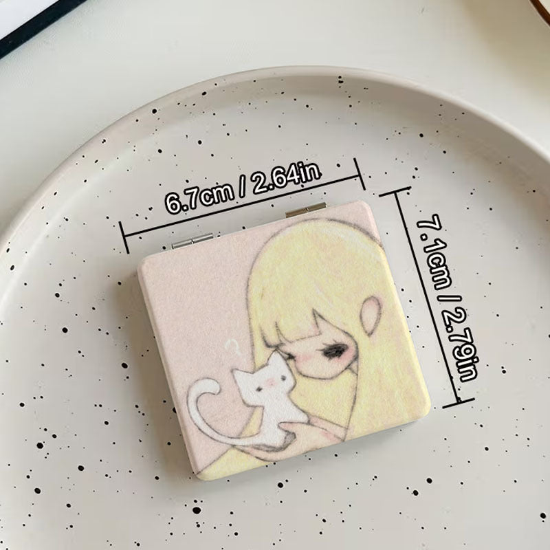 pastel kitty girl hand mirror