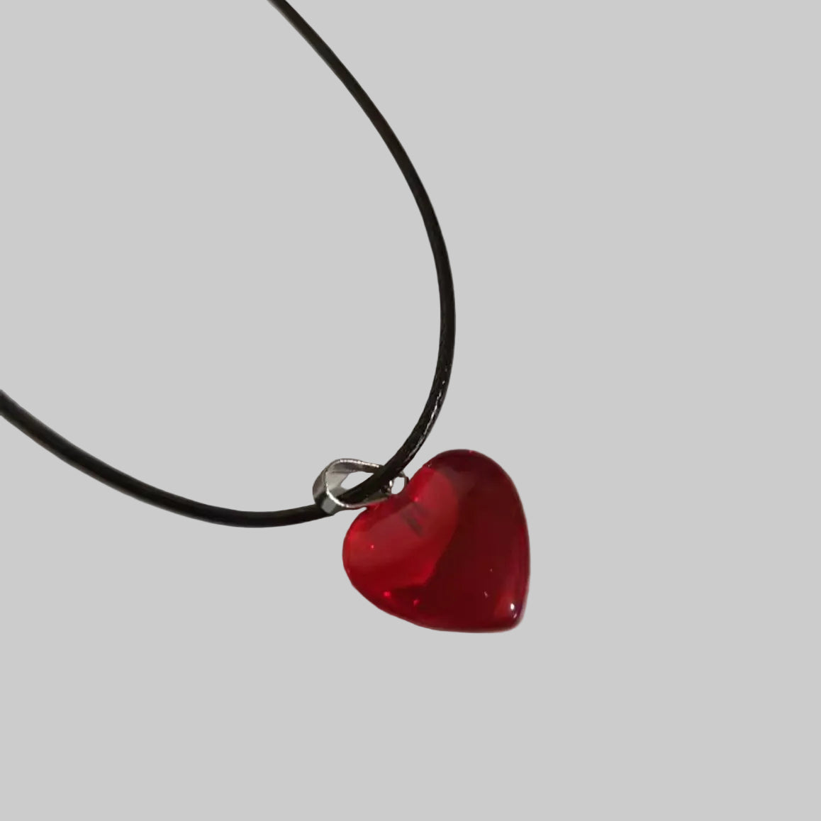chunky big glass heart necklace