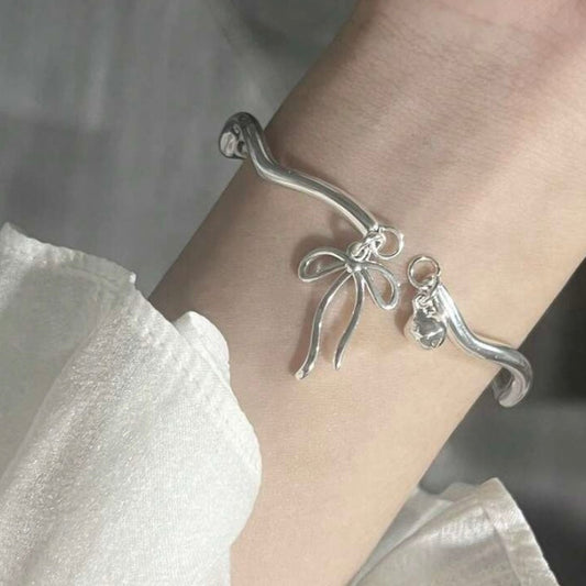 silver bow bracelet