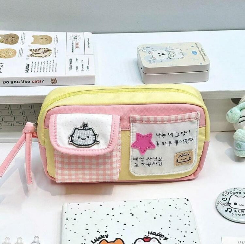 pastel plaid pencil case