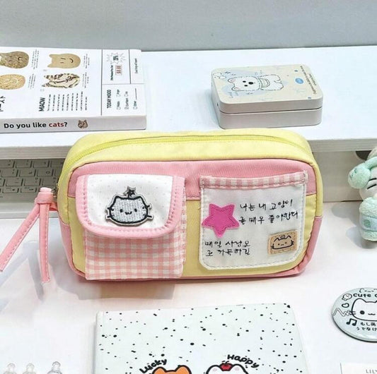 pastel plaid pencil case