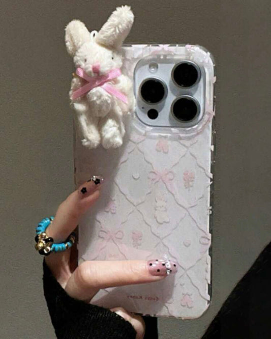 bow rabbit white phone case