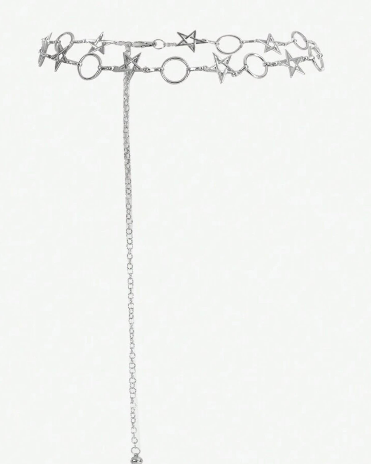 silver star circle waist chain