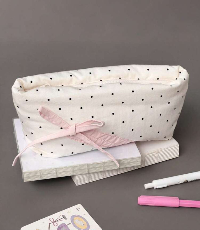 polka dot pink pencil case