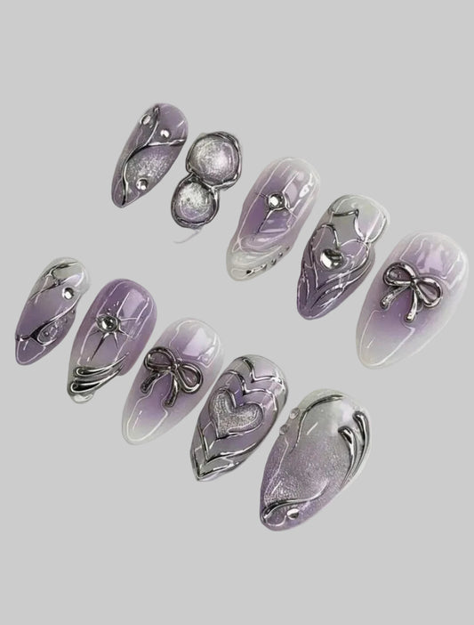 3d purple chrome nails
