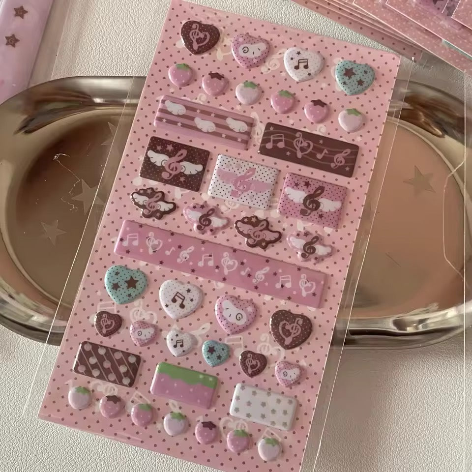 pink | brown aesthetic puffy stickers