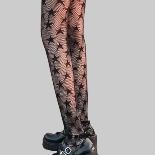 star pattern fishnet tights