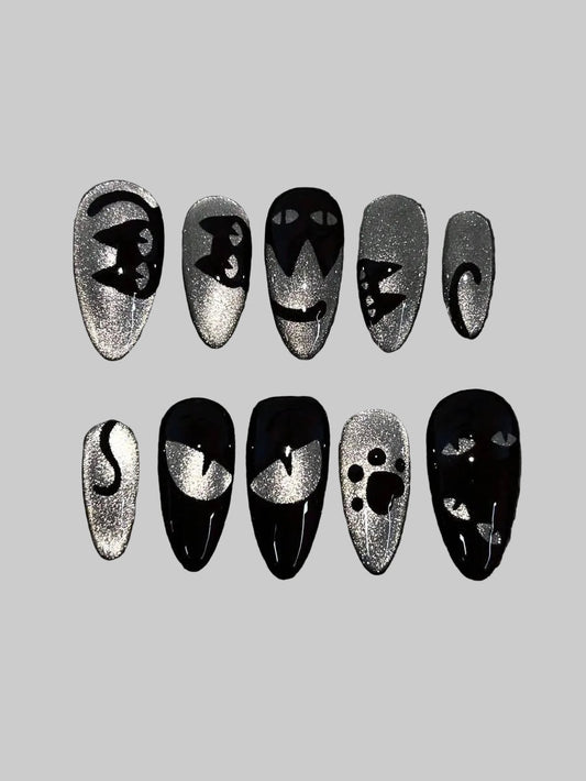 black cat eye nails