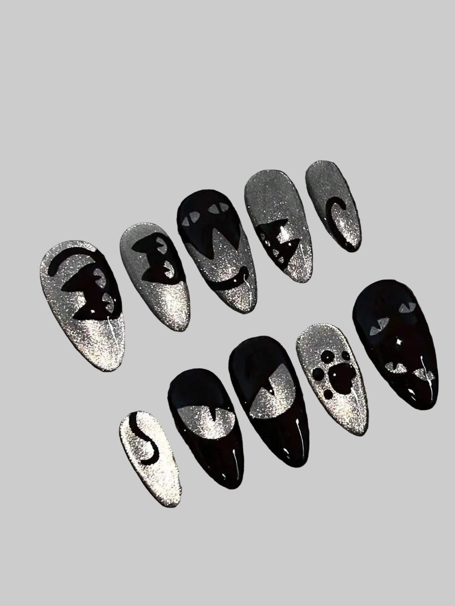 black cat eye nails